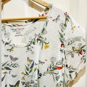 {Lucky Brand} Bird & Butterfly Print Top | Size 2X